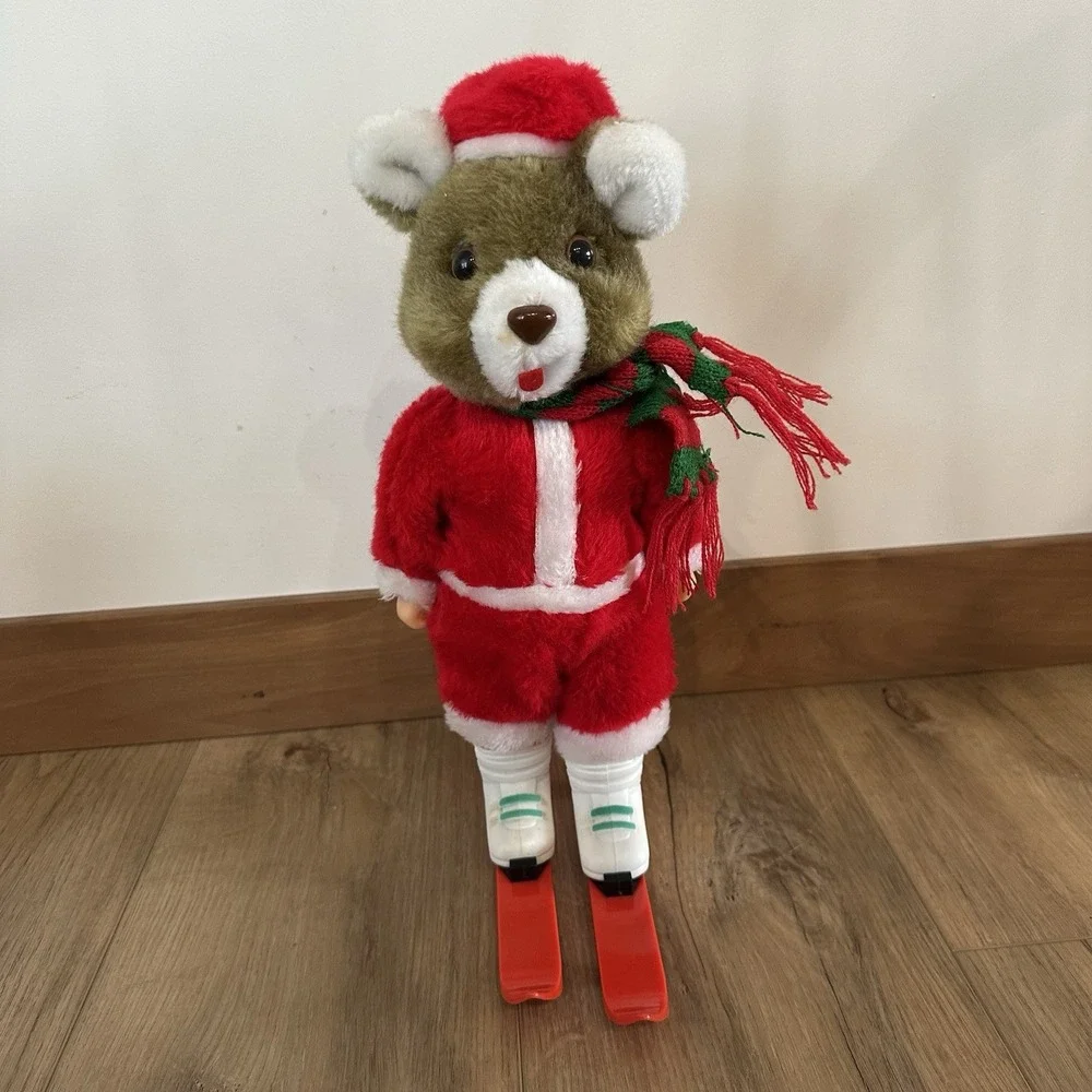 VTG 2 In 1‎ Skate & Ski Christmas Bear Battery Operated Works! 80s Missing Poles